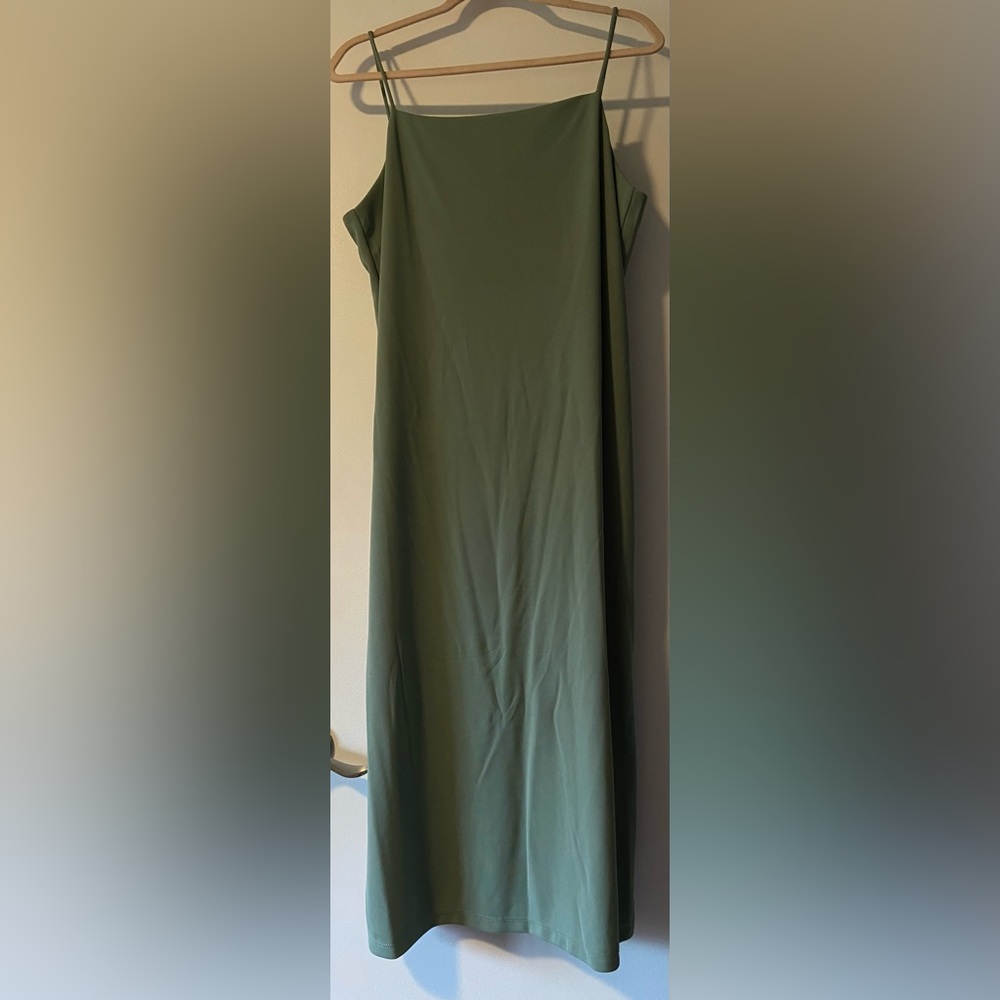 Green spaghetti strap dress
